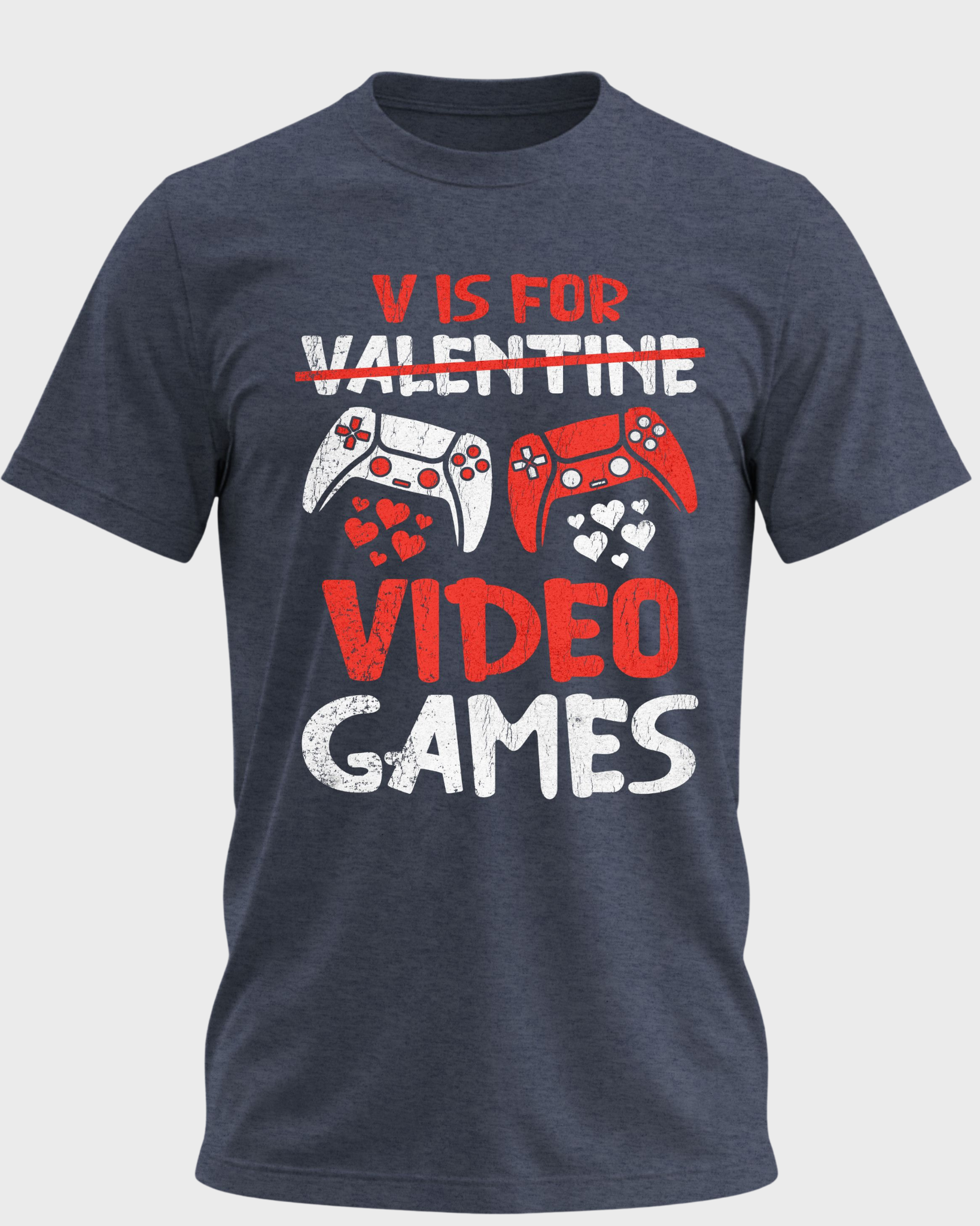 V Is For Video Games Valentine’s Day T-Shirt – Funny Gamer Love Shirt for Men, Gaming Controller Heart Tee, Valentine Gift for Boyfriend Husband Gamer