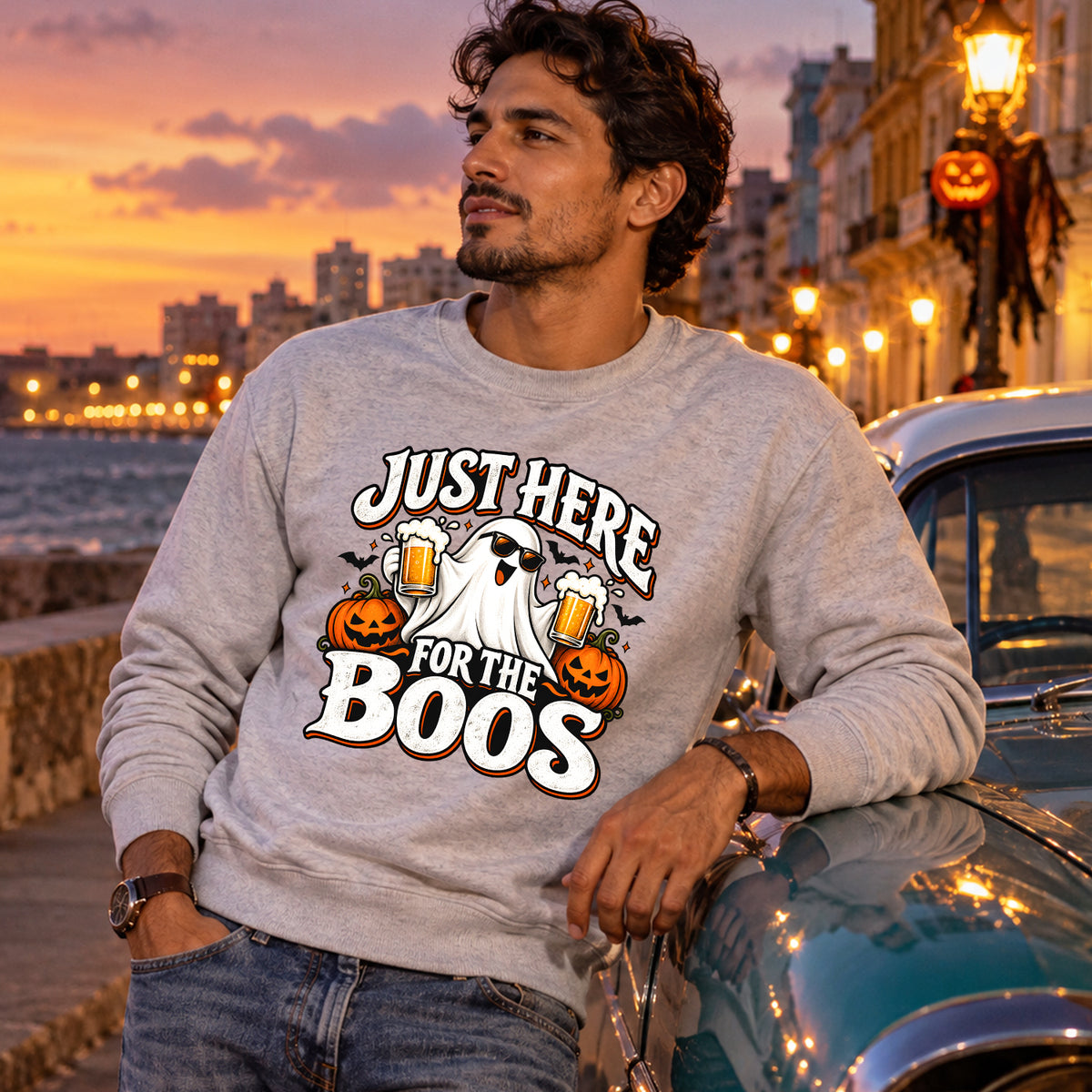 Just Here for the Boos V1 crewneck lifestyle image 1