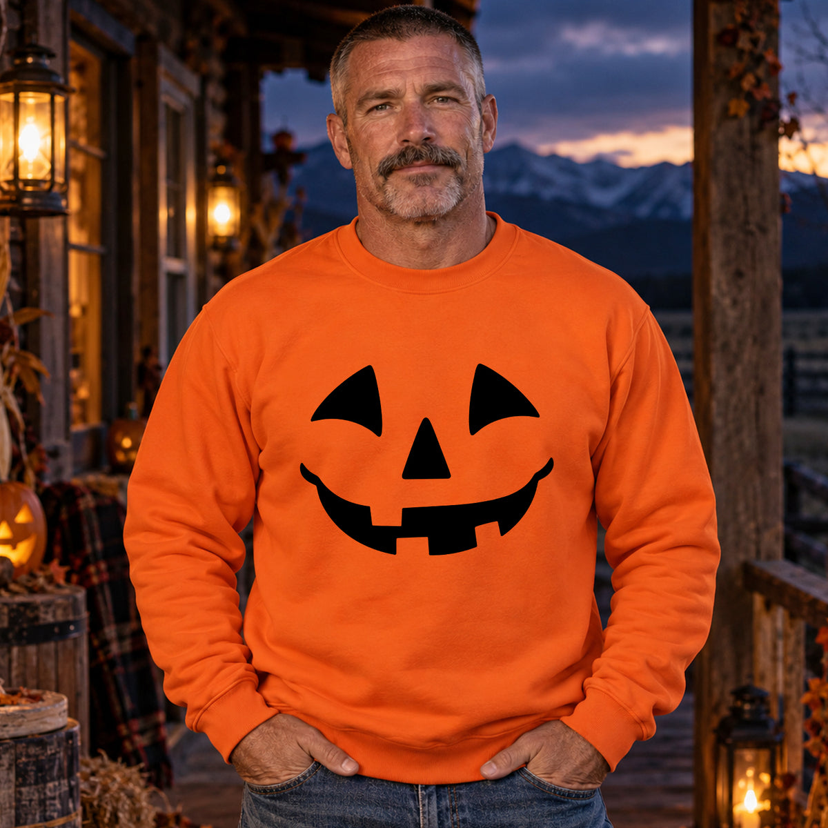 Pumpkin Smile crewneck lifestyle image 1