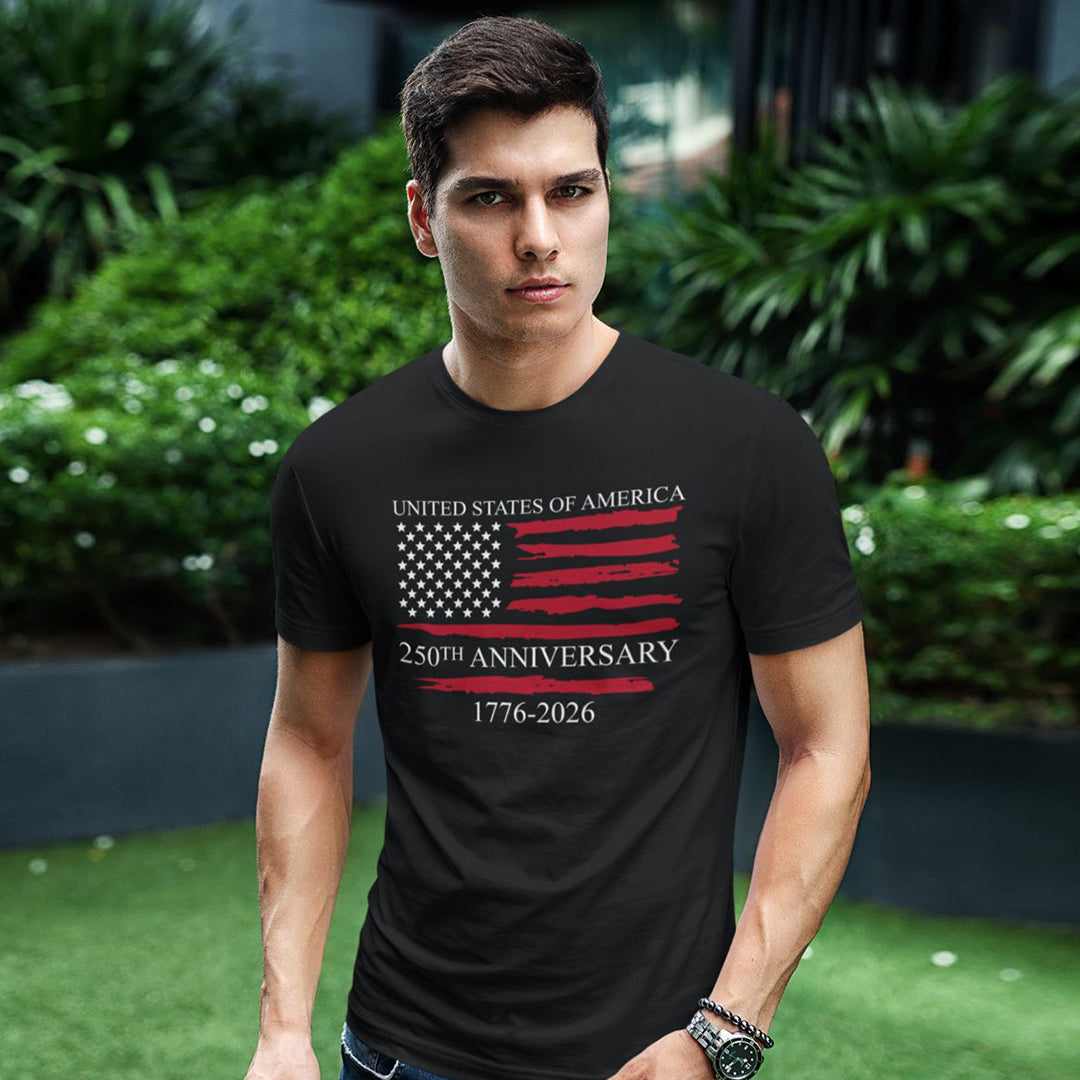 United States of America 250th Anniversary Distressed Flag T-Shirt 1776-2026