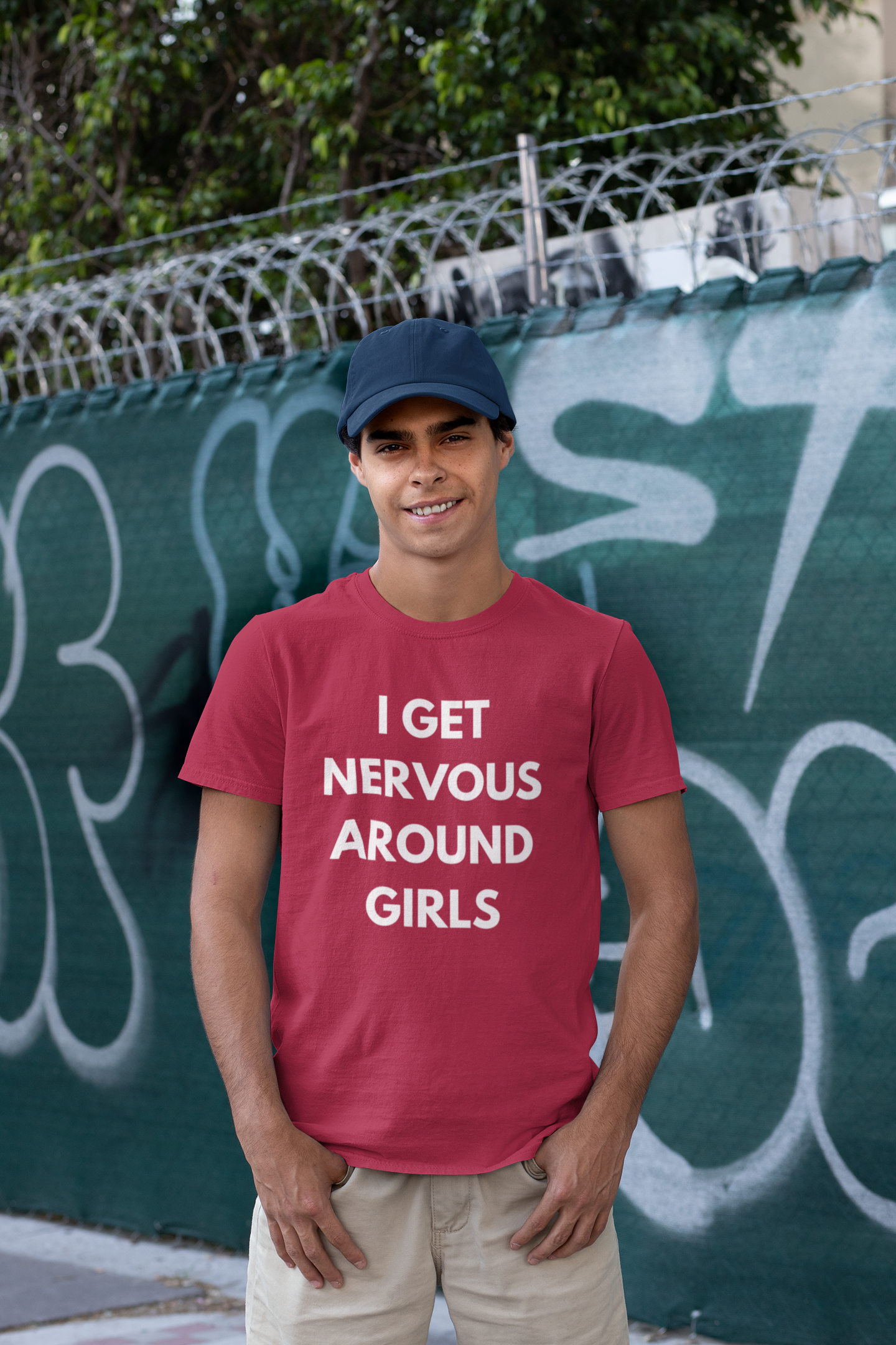 I Get Nervous Around Girls Funny Graphic T-Shirt