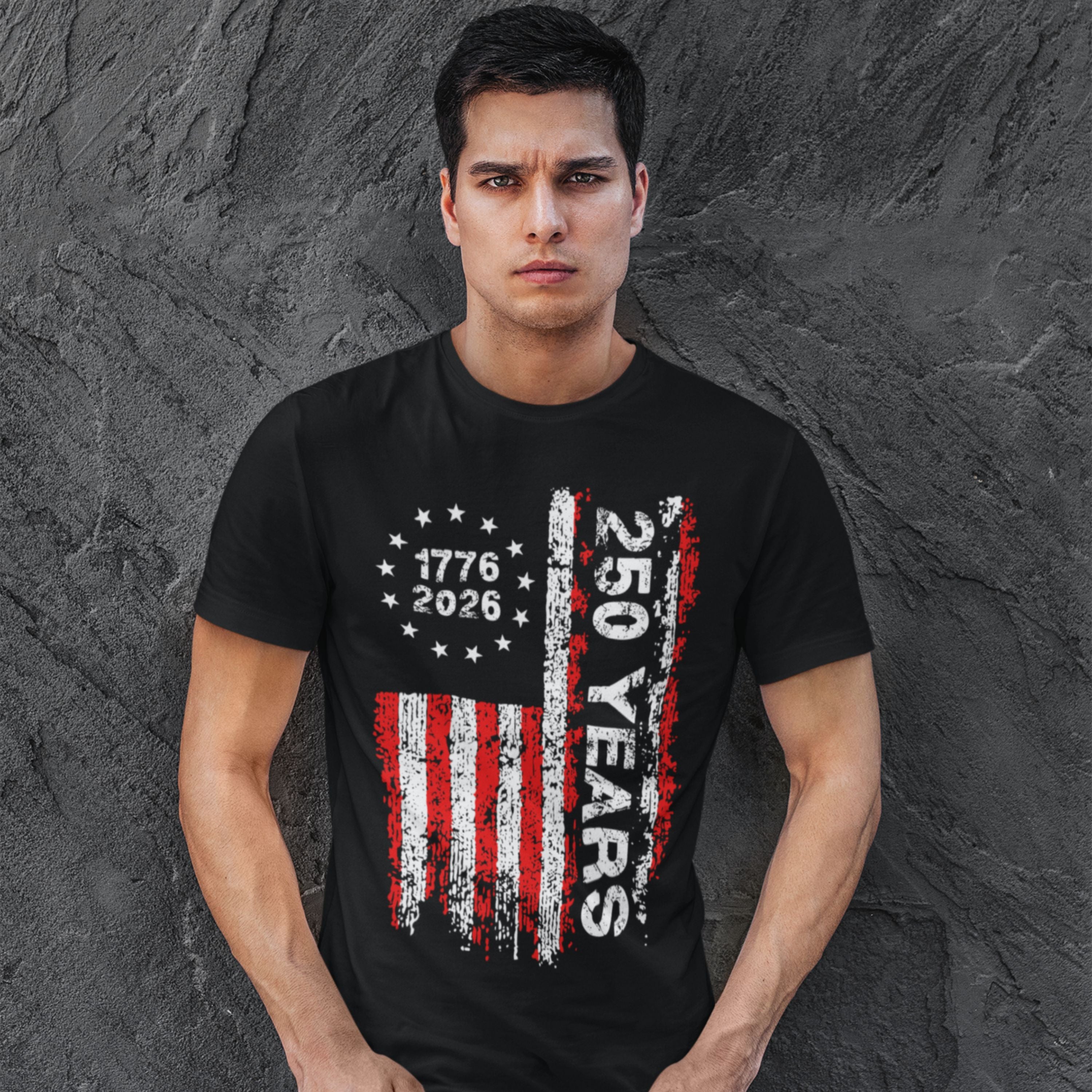 America 250 Years – 1776–2026 Patriotic Flag T-Shirt