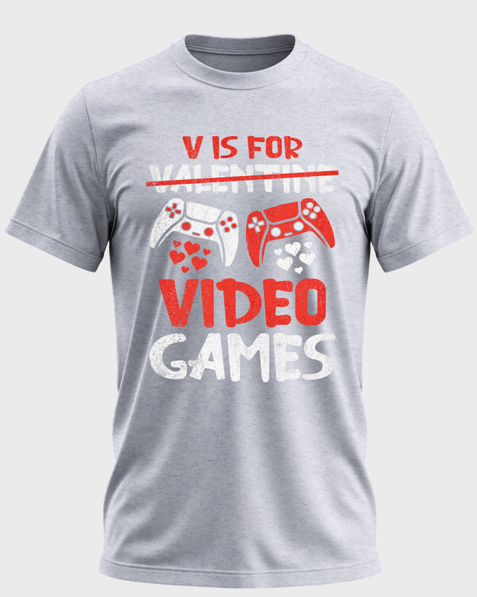 V Is For Video Games Valentine’s Day T-Shirt – Funny Gamer Love Shirt for Men, Gaming Controller Heart Tee, Valentine Gift for Boyfriend Husband Gamer