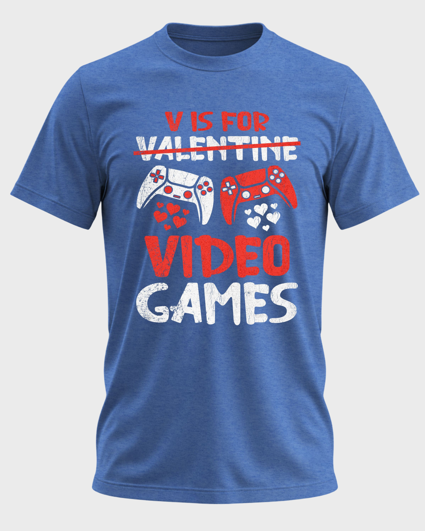 V Is For Video Games Valentine’s Day T-Shirt – Funny Gamer Love Shirt for Men, Gaming Controller Heart Tee, Valentine Gift for Boyfriend Husband Gamer