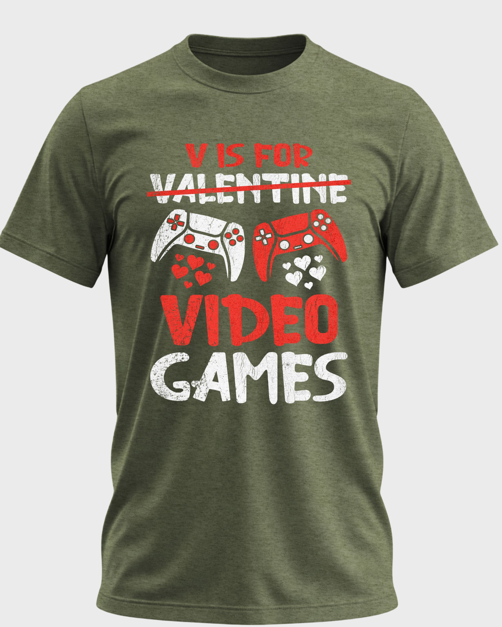 V Is For Video Games Valentine’s Day T-Shirt – Funny Gamer Love Shirt for Men, Gaming Controller Heart Tee, Valentine Gift for Boyfriend Husband Gamer