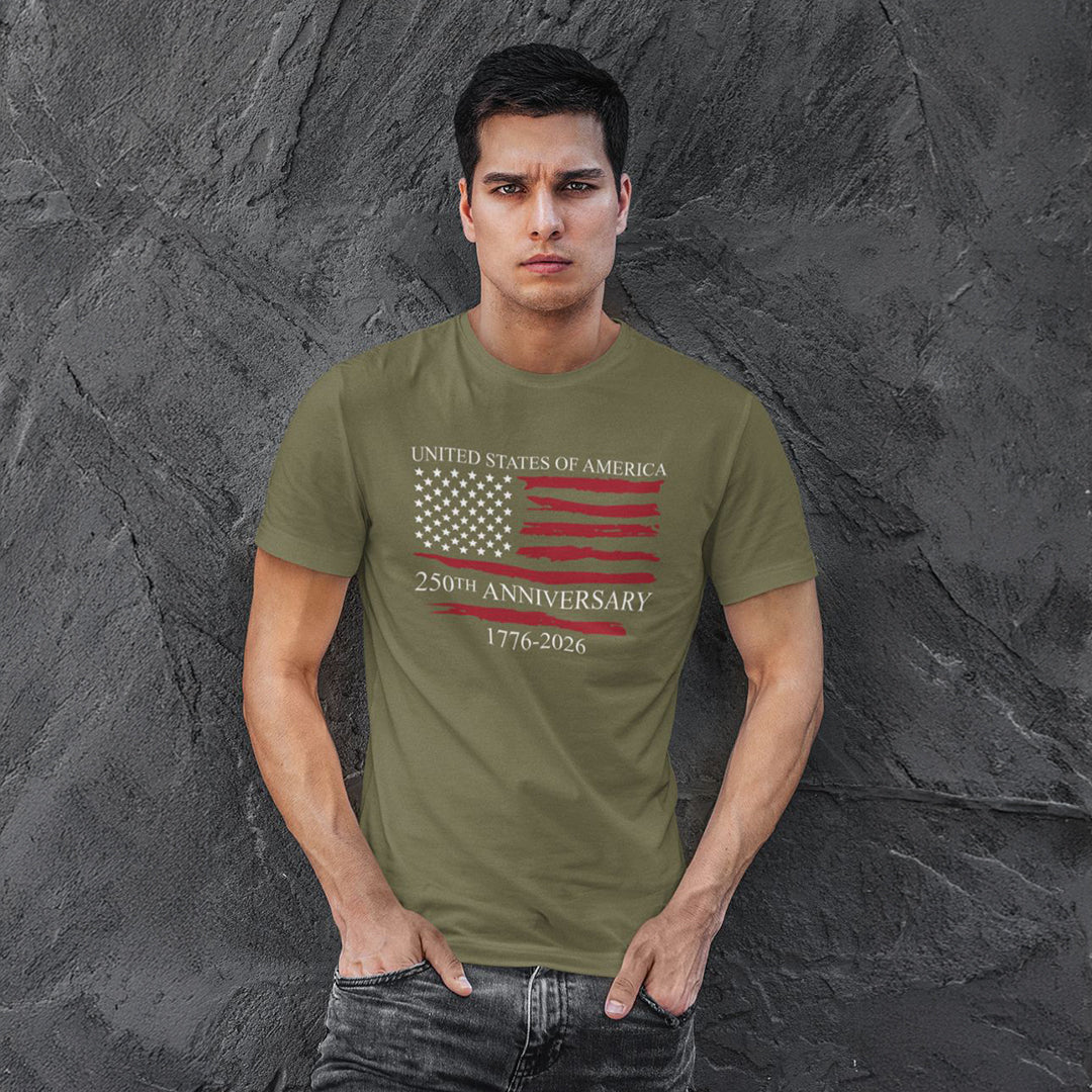 United States of America 250th Anniversary Distressed Flag T-Shirt 1776-2026