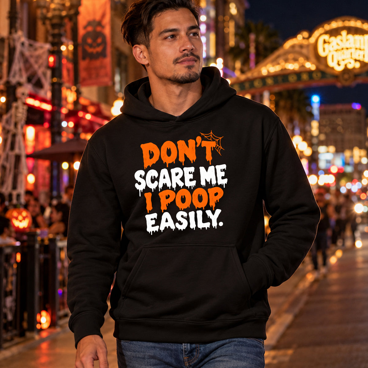 Don't Scare Me I Poop Easily hoodie lifestyle image 1