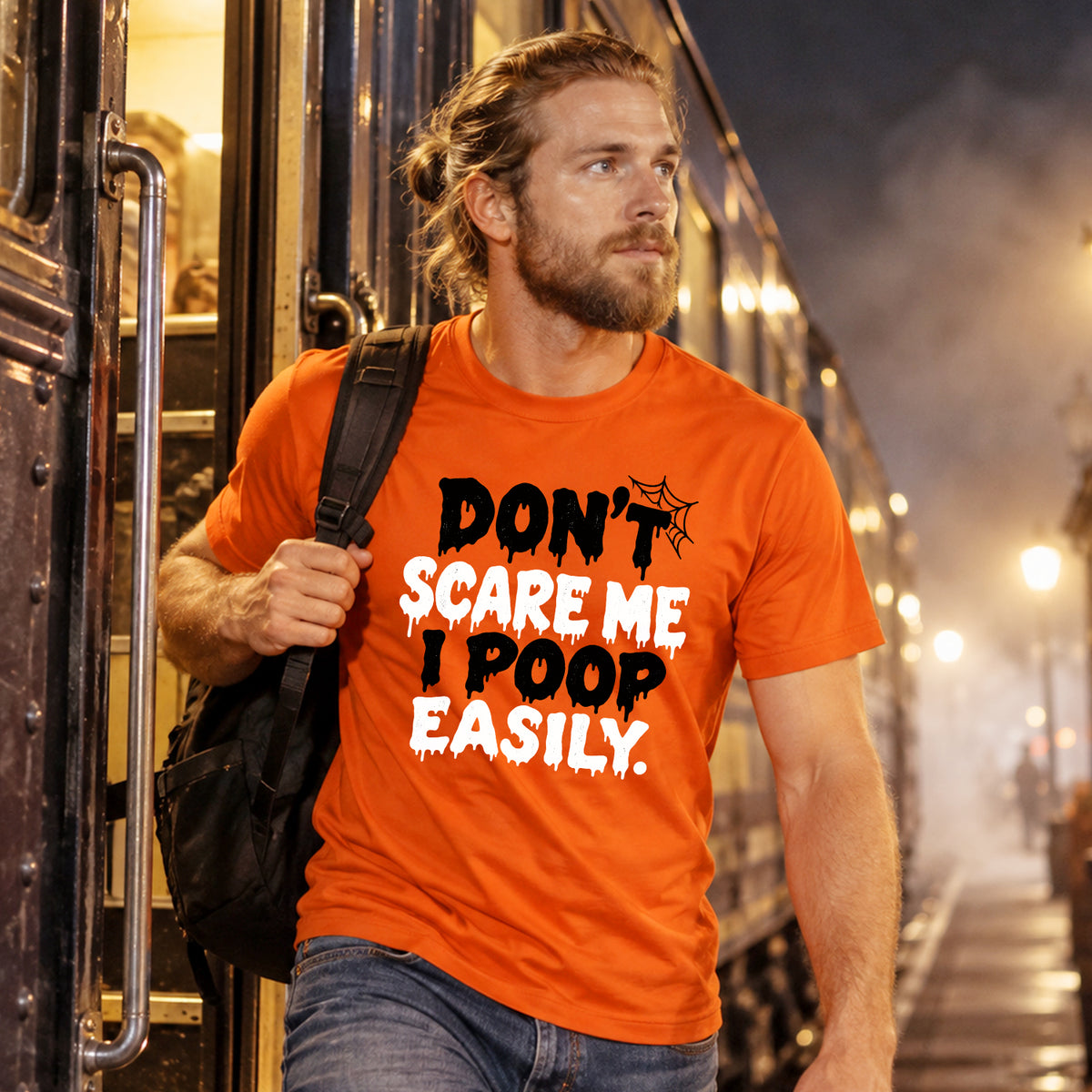 Don't Scare Me I Poop Easily T-shirt lifestyle image 2