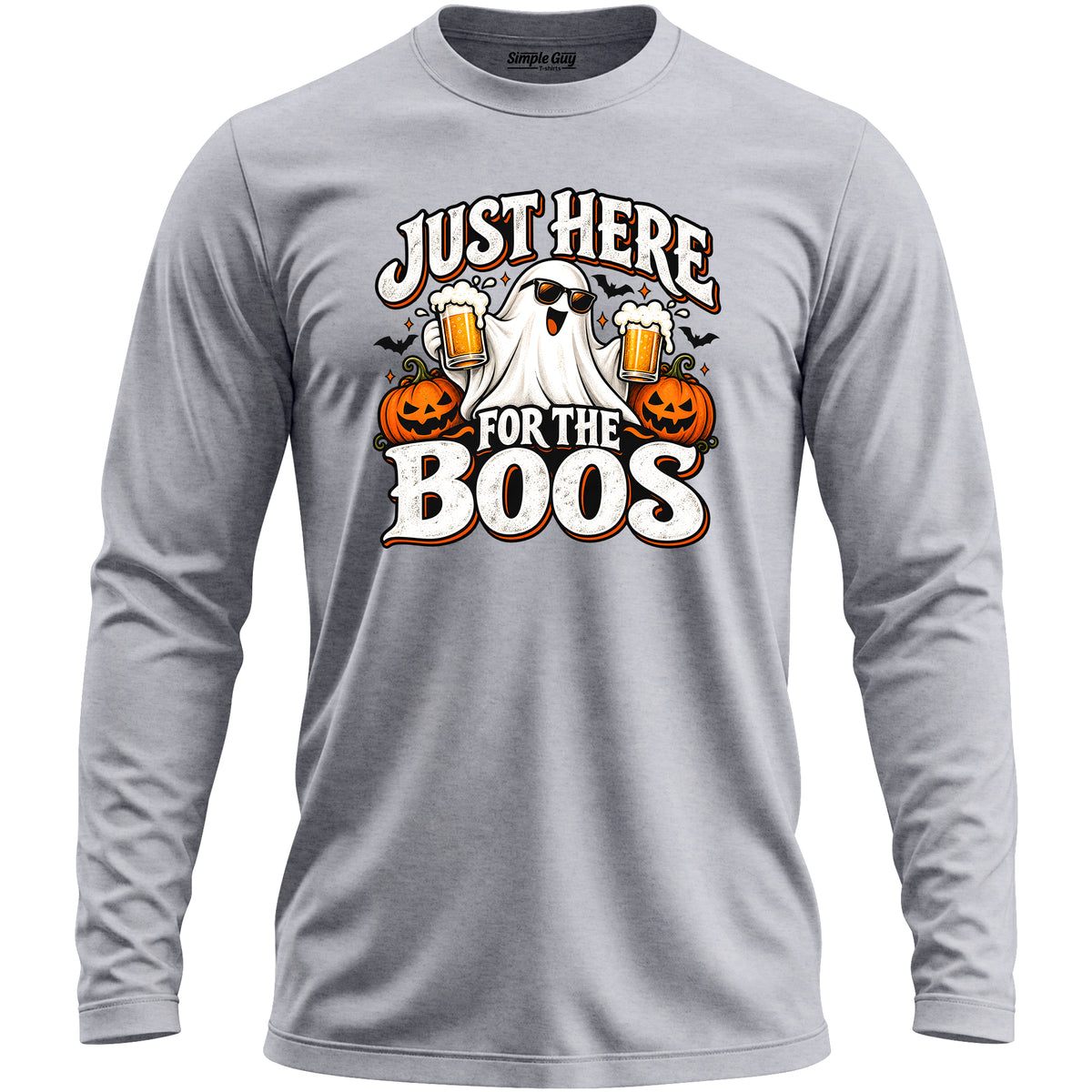 Just Here for the Boos V1 grey heather long sleeve