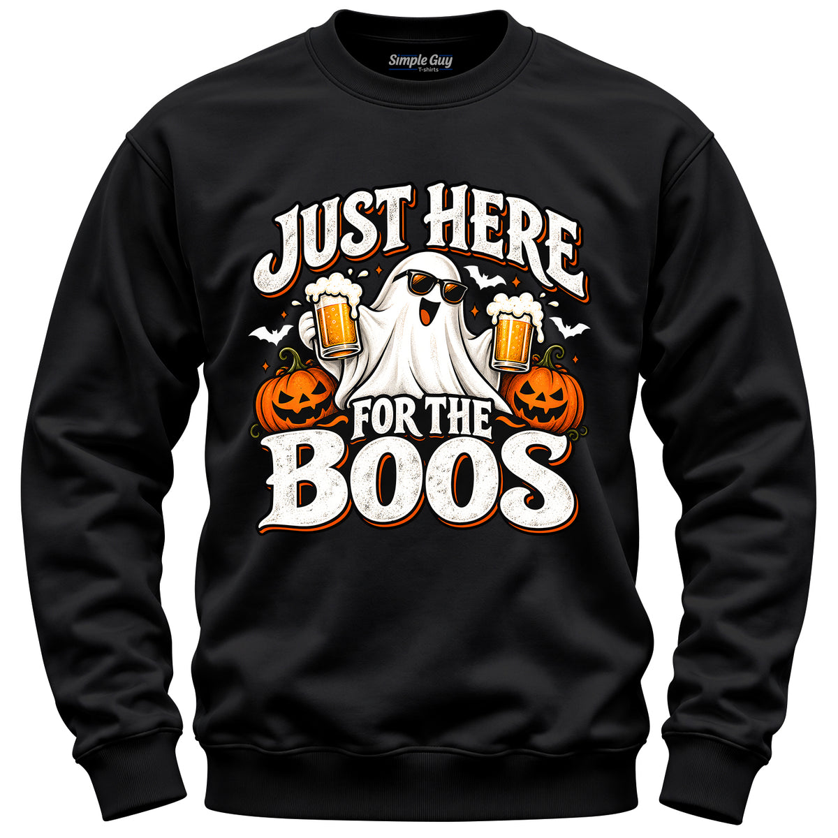 Just Here for the Boos V1 black crewneck sweatshirt