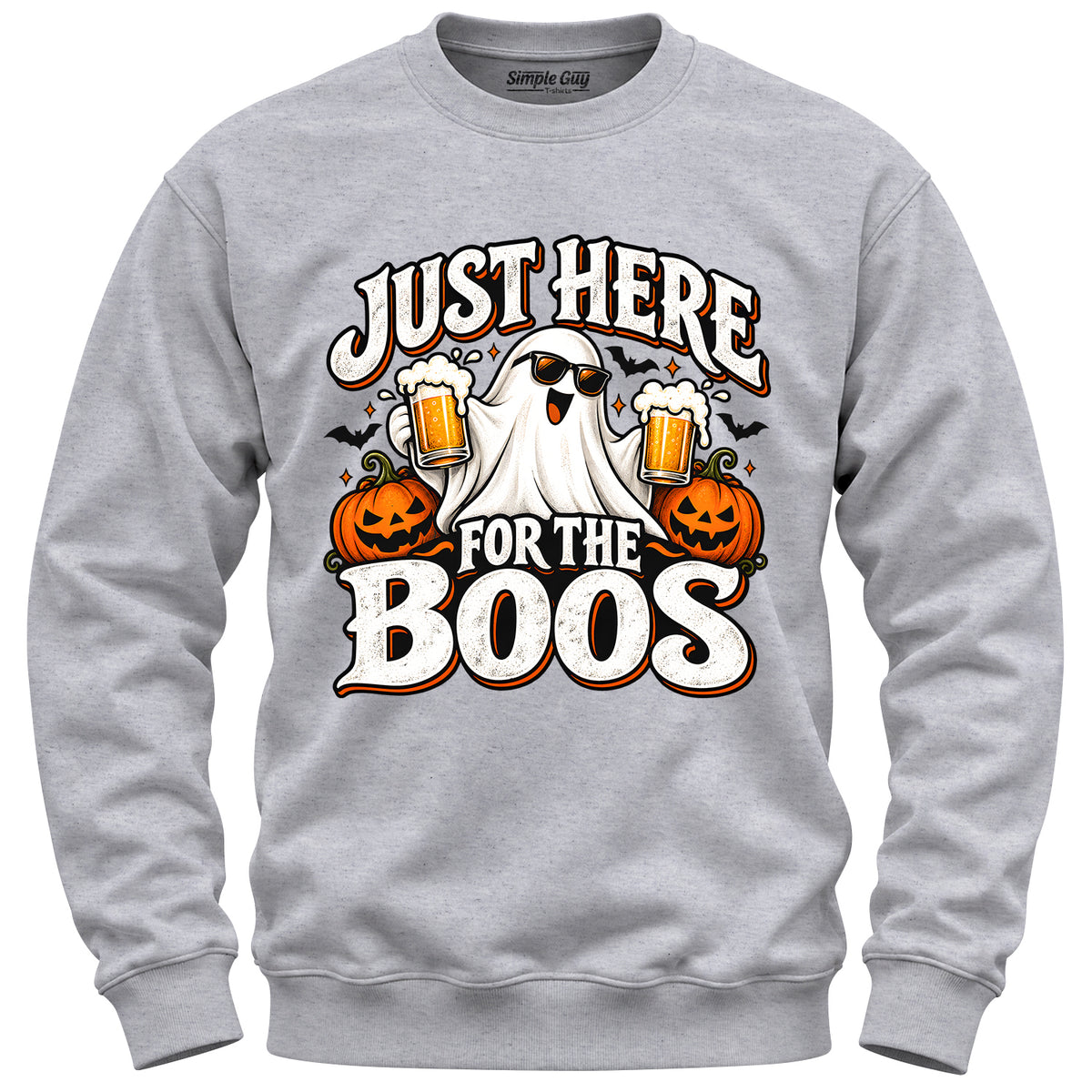 Just Here for the Boos V1 grey heather crewneck sweatshirt
