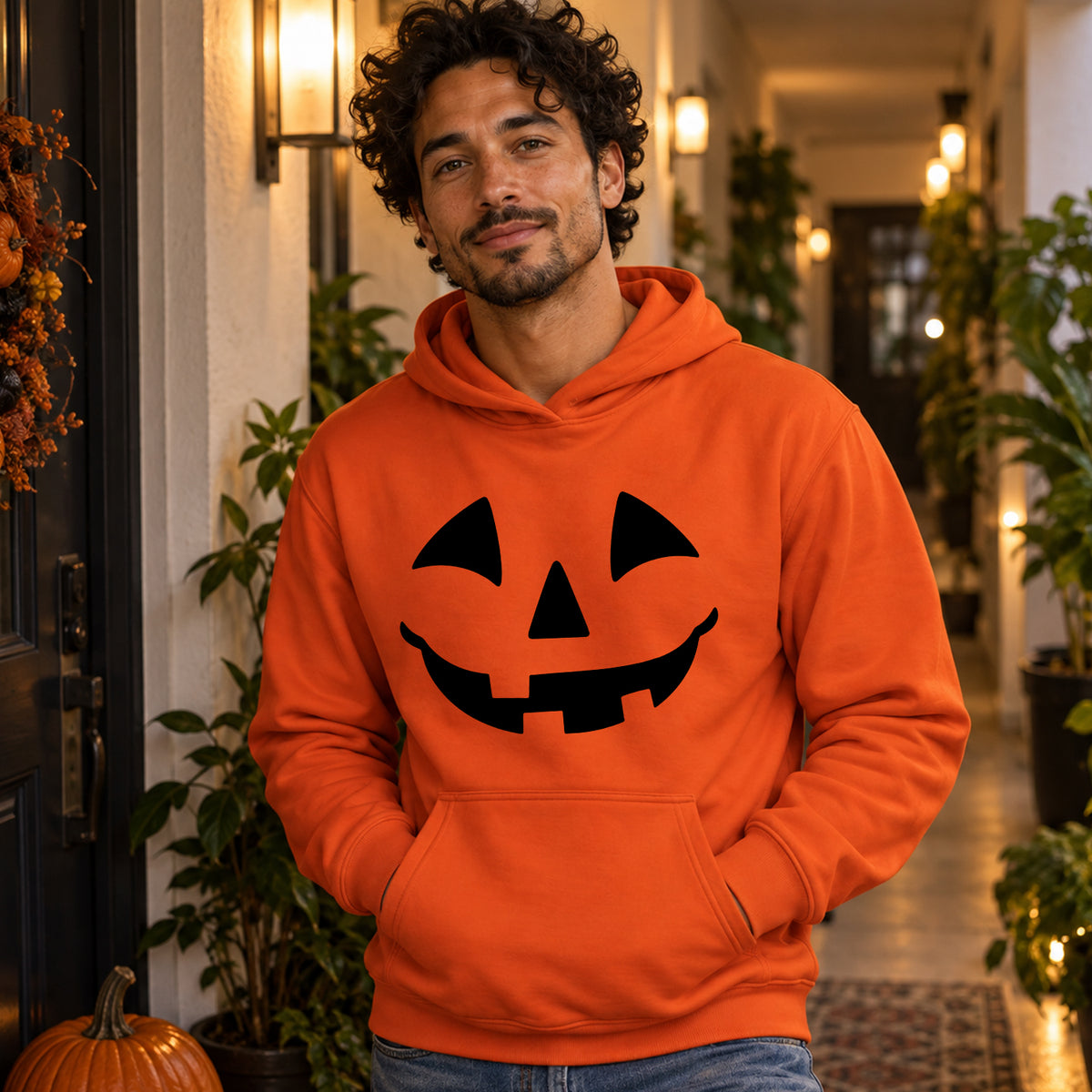 Pumpkin Smile hoodie lifestyle image 2