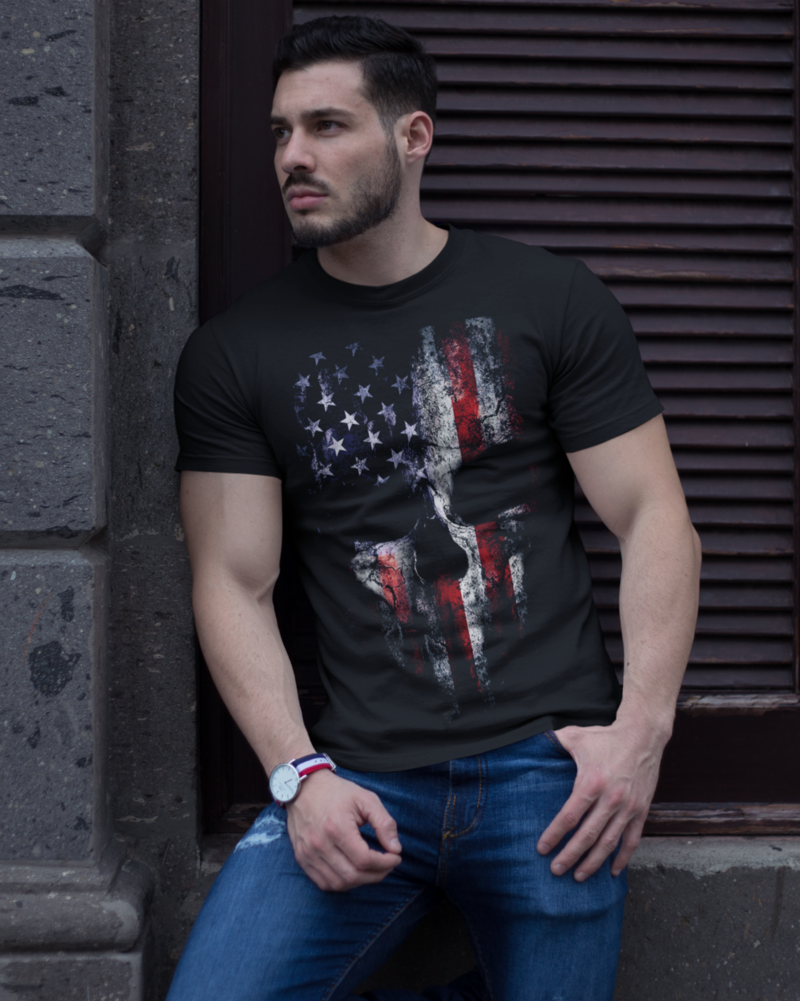 AMERICAN FLAG SKULL T-SHIRT