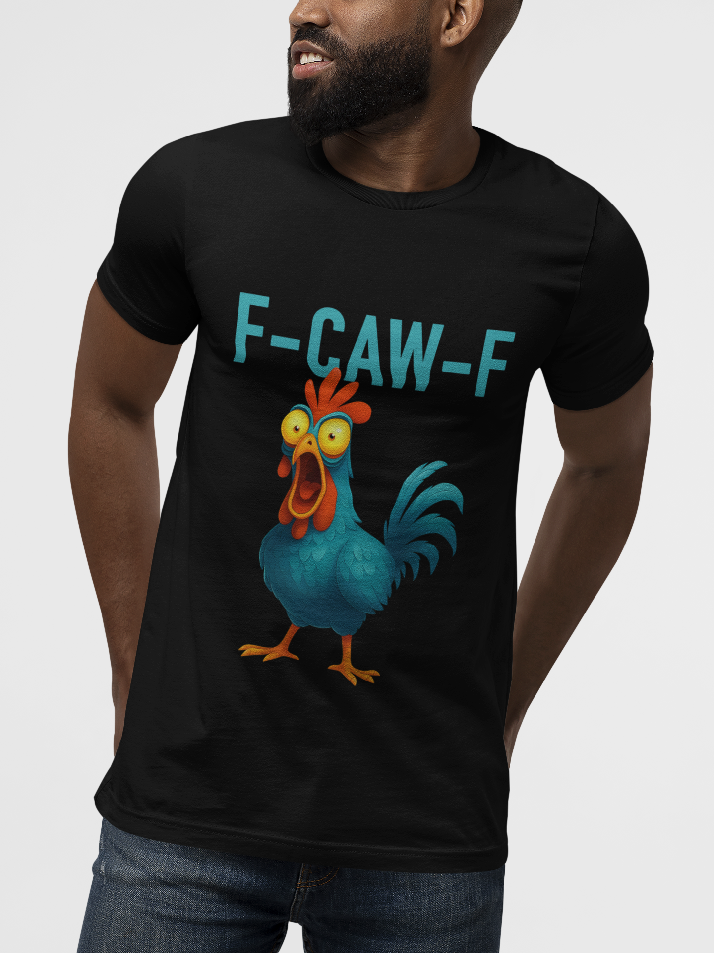 F-CAW-F Funny Blue Rooster T-Shirt